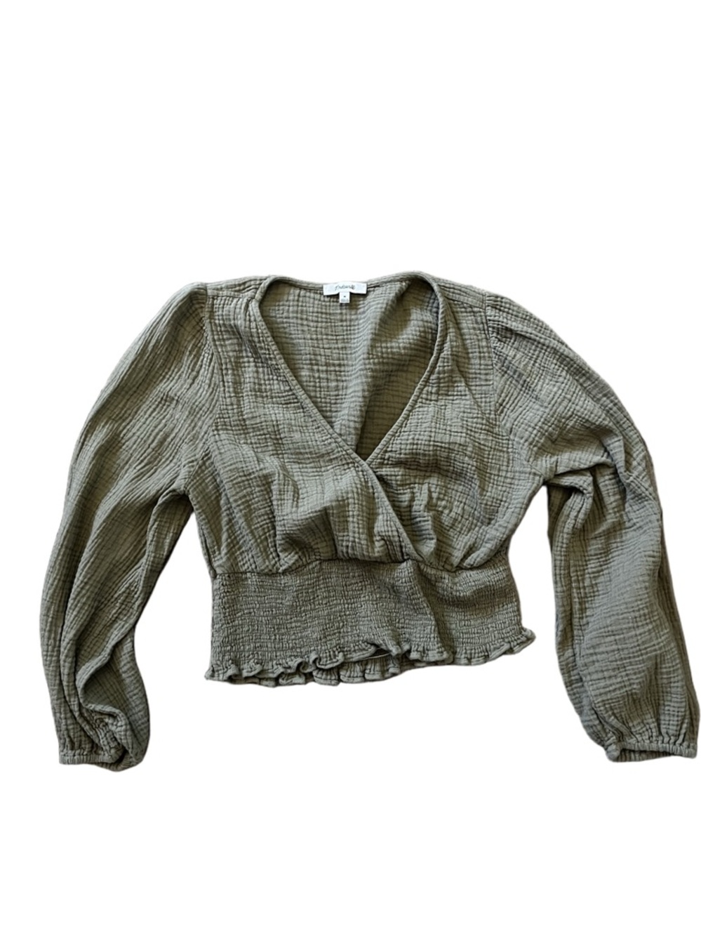Gauzy green Madewell cropped shirt